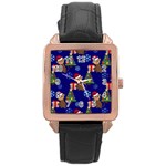 Christmas Monkey emoji Rose Gold Leather Watch 