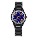 Christmas Monkey emoji Stainless Steel Round Watch