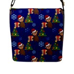 Christmas Monkey emoji Flap Closure Messenger Bag (L)