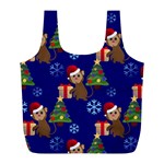 Christmas Monkey emoji Full Print Recycle Bag (L)