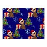 Christmas Monkey emoji Double Sided Flano Blanket (Mini)