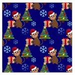 Christmas Monkey emoji Large Satin Scarf (Square)