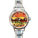 hipster Burger Round Italian Charm Watch