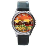 hipster Burger Round Metal Watch