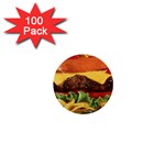 hipster Burger 1  Mini Button (100 pack) 