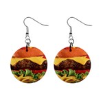 hipster Burger 1  Button Earrings