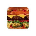 hipster Burger Rubber Coaster (Square)