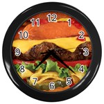 hipster Burger Wall Clock (Black)