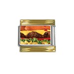 hipster Burger Gold Trim Italian Charm (9mm)