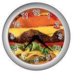 hipster Burger Wall Clock (Silver)