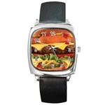 hipster Burger Square Metal Watch