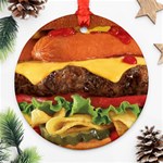 hipster Burger Round Ornament (Two Sides)