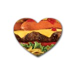 hipster Burger Rubber Coaster (Heart)