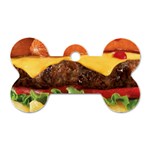 hipster Burger Dog Tag Bone (One Side)