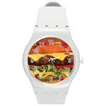 hipster Burger Round Plastic Sport Watch (M)