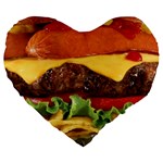 hipster Burger Large 19  Premium Heart Shape Cushion