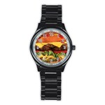 hipster Burger Stainless Steel Round Watch