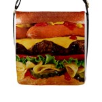 hipster Burger Flap Closure Messenger Bag (L)