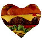 hipster Burger Large 19  Premium Flano Heart Shape Cushion