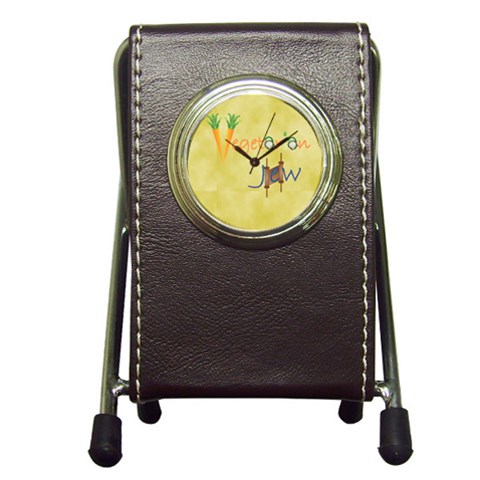 VeggieJew02_12_7_2015 Pen Holder Desk Clock from ArtsNow.com Front