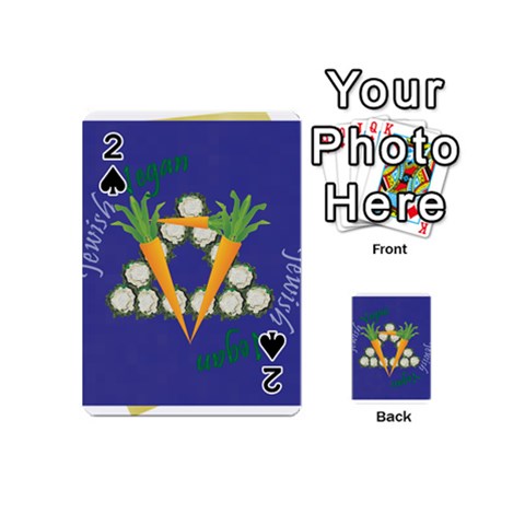 Vegan Jewish Star Playing Cards 54 (Mini) from ArtsNow.com Front - Spade2