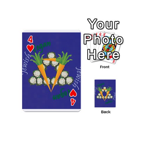 Vegan Jewish Star Playing Cards 54 (Mini) from ArtsNow.com Front - Heart4