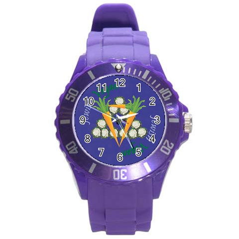 Vegan Jewish Star Round Plastic Sport Watch (L) from ArtsNow.com Front