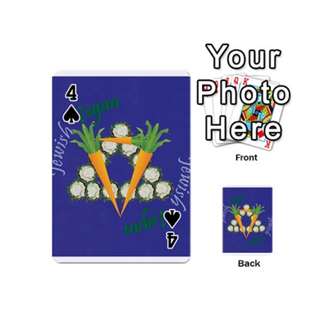 Vegan Jewish Star Playing Cards 54 (Mini) from ArtsNow.com Front - Spade4