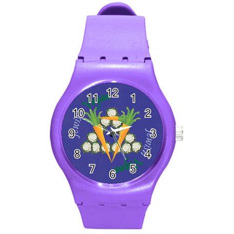 Vegan Jewish Star Round Plastic Sport Watch (M) from ArtsNow.com Front