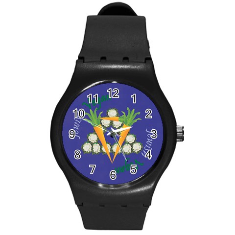 Vegan Jewish Star Round Plastic Sport Watch (M) from ArtsNow.com Front