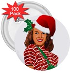 Xmas Norma Jean 3  Button (100 pack)