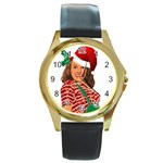 Xmas Norma Jean Round Gold Metal Watch