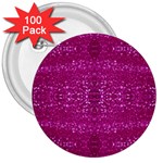 Pink sequins 3  Button (100 pack)