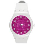 Pink sequins Round Plastic Sport Watch (M)