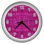 Pink sequins Wall Clock (Silver)