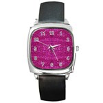 Pink sequins Square Metal Watch