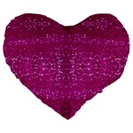 Pink sequins Large 19  Premium Flano Heart Shape Cushion