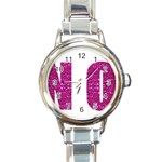 fuchsia sequin No Round Italian Charm Watch