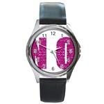 fuchsia sequin No Round Metal Watch