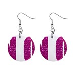 fuchsia sequin No 1  Button Earrings