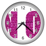 fuchsia sequin No Wall Clock (Silver)