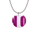 fuchsia sequin No 1  Button Necklace