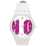 fuchsia sequin No Round Plastic Sport Watch (M)