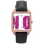 fuchsia sequin No Rose Gold Leather Watch 