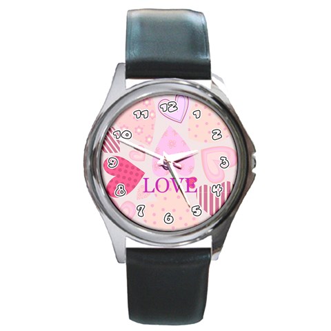 love05_bg3 Round Metal Watch from ArtsNow.com Front