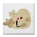 Aerobic lady 2 ceramic wall tile / Tile Coaster / Tile trivet