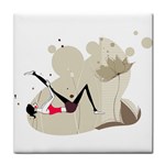 Aerobic lady 3 ceramic wall tile / Tile Coaster / Tile trivet