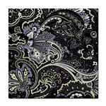 Black floral ceramic wall tile / Tile Coaster / Tile trivet