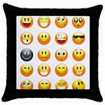 Smilies Emoji Throw Pillow Case (Black)