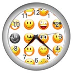 Smilies Emoji Wall Clock (Silver)